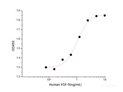 Measured in a cell proliferation assay using Balb/3T3 mouse embryonic fibroblast cells. The ED50 for this effect is 1-5 ng/ml.